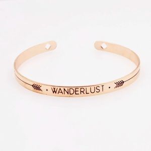 Copper Iron Letter Brave Wish Cuff Bangle